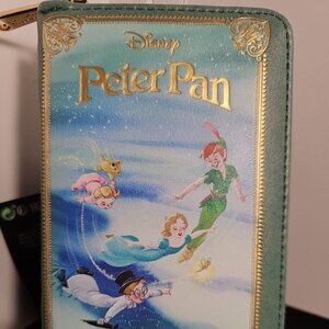 LoungeFly Disney Peter Pan Book Zip Around Wallet "Never Grow Up"